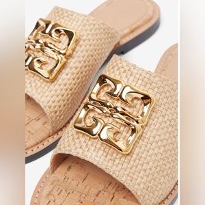 Givenchy 4G Liquid Logo Raffia BRAND NEW Sandals with Gold logo
